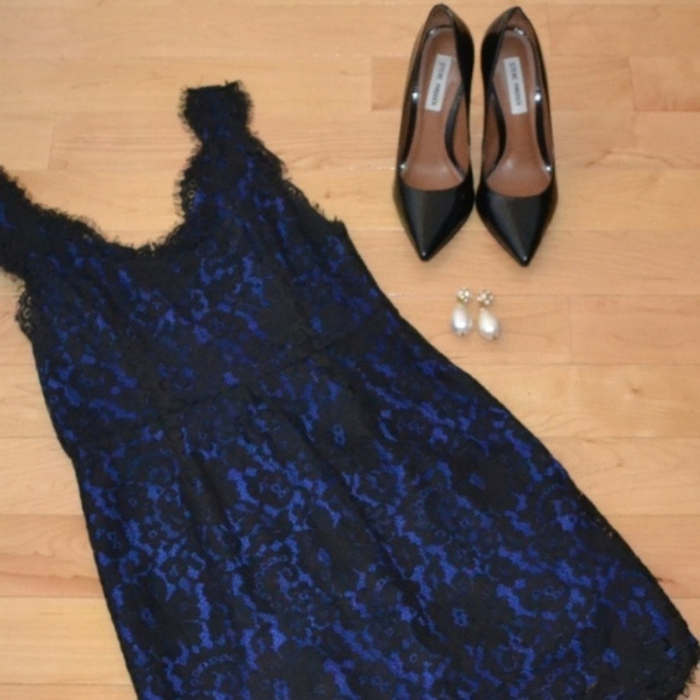 Joie Rori Black and blue cocktail dress, size S